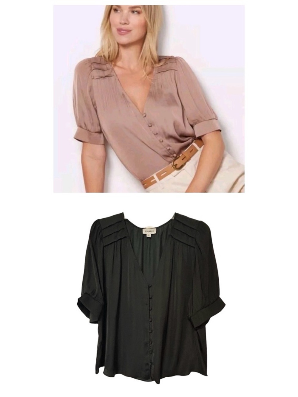 Evereve Adrina satin blouse in black